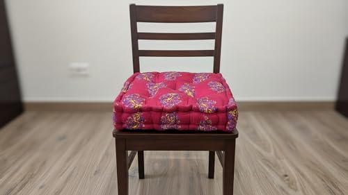 Image of Amazon Brand - Umi Chair Cushion Comfortable Thick Tufted Seat Cushion Cushion for Meditation,Floor Cushion for Sitting in Living Room,Indoor Pads Seat Set of 1,16X16(Inches) (Maroon)