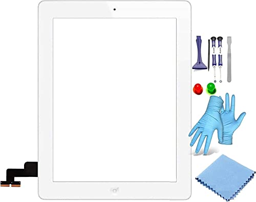 Vitre tactile iPad 2 blanc avec bouton Home et câble flexible lva