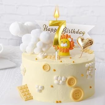 Party Port Shiny Gold Number 7 Seven Candle 7th Birthday or Anniversary Celebration (Pack of 1)