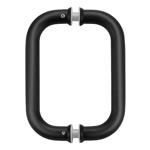Ranbo Hardware 8" Back To Back Tubular Shower Door Pull Handle For Frameless Shower Doors, Polished Chrome, With Washers (8 Inch Pull Handle-Black) #TOP2