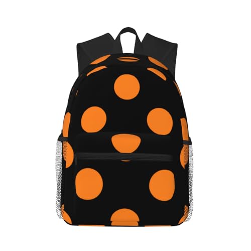 Halloween Orange Black Polka Dot Lightweight Packable Backpack Travel Casual Daypack Foldable Laptop Bag Backpack For Men Women