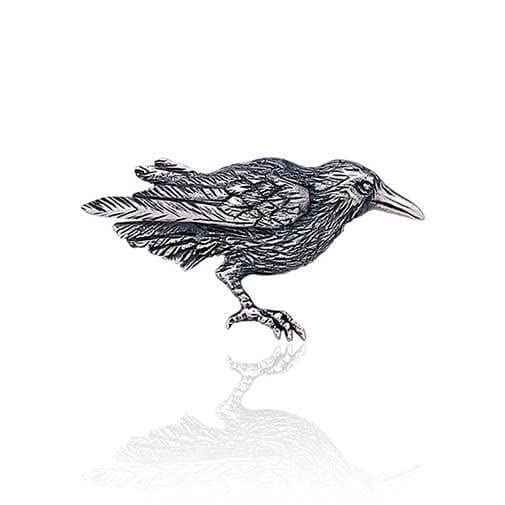 GaelSong Sterling Silver Pin Pagan Raven Brooch Design Branded Gift Box 1.02'', Sterling Silver, no gemstone