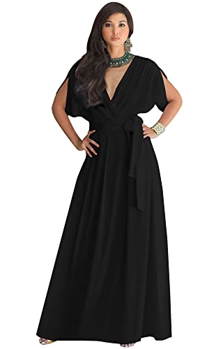 KOH KOH Formal Short Sleeve Cocktail Flowy V-Neck Gown