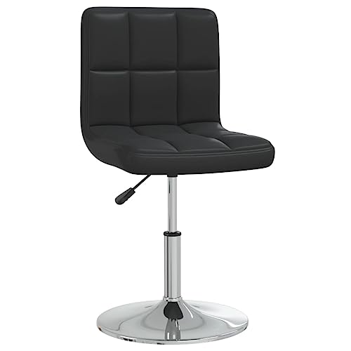 sephironlbb Chaise de salle à manger noire en cuir synthétique avec cadre en acier chromé, réglable en hauteur, pivotante à 360 degrés, rembourrée,...