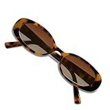 VANLINKER Polarized Small Trendy Skinny Vintage Oval Sunglasses Women Tinted Glasses Tortoise Frame