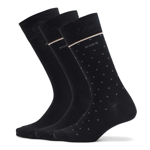 BOSS Men's 3 Pack Iconic Ribbon Design Cotton Socks Gift Set