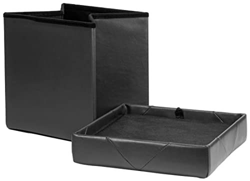 Red Co. Faux Leather Folding Cube Storage Ottoman With Padded Seat, 15" X 15" - Black #TOP2