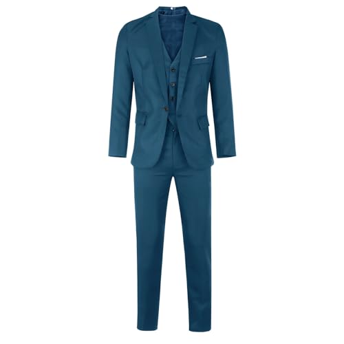 Herren-Freizeitjacken, Anzugjacken für Herren, Herrenanzug, schmal, 3 Anzüge, Business, Hochzeit, Party, Weste und Hose, Mantel-Outfit für Herren, blau, S – Bild 3
