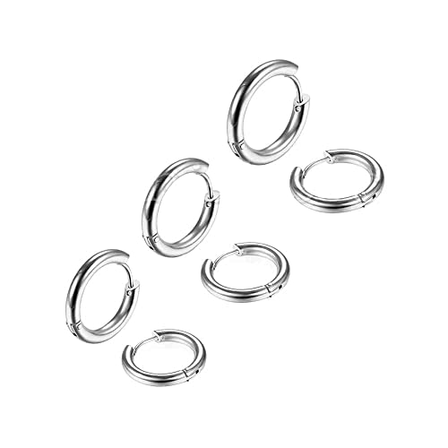 316L Surgical Stainless Steel Huggie Hoop Earrings Set Hypoallergenic Earrings Hoop Cartilage Helix Lobes Hinged Sleeper Earrings For Men Women Girls (8mm/10mm/12mm) 316L Surgical Stainless Steel Huggie Hoop Earrings Set Hypoallergenic Earrings Hoop Cartilage Helix Lobes Hinged Sleeper Earrings For Men Women Girls (8mm/10mm/12mm)