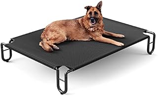 FAYDUDU Elevated Dog Bed Portable Raised Dog Beds with Washable and Breathable Mesh Large Dog Bed Lifted for Indoor and Outdoor Use (L, Black)