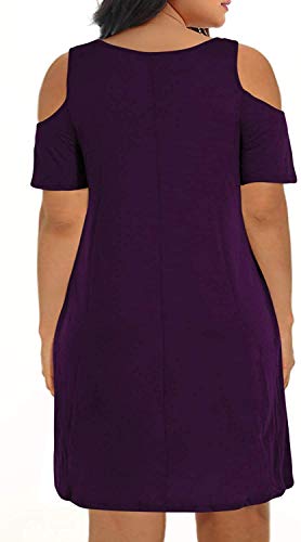 Image of Kancystore Women's Plus Size Summer Dresses Short Sleeve Casual T-Shirt Swing Dress with Pockets