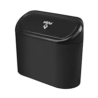 UKOFEW Auto Mülleimer, Multifunktional Kleiner Automülleinmer, Kleiner Automülleinmer mit Deckel, Auto-Mülleimer mit Deckel Hängende, für Autos, Zuhause, Büro, Küche (Schwarz)