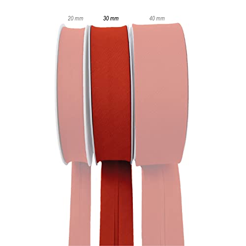 TEXTEX = 30mm Wide Bias Binding Tape. 50% Cotton and 50% Polyester. 10m Piece - (Ferrari Red) - Image 2
