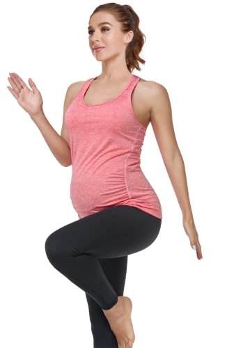Glamix Women's Maternity Active Racerback Tank Top Sleeveless Workout Athletic Pregnancy Shirt #TOP3