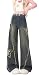 Y2K Baggy Ripped Jeans for Women – Wide Leg Butterfly Print & Star Patch Distressed Denim Pants High Waist Streetwear (US, Alpha, Small, Regular, Regular, Blue7)