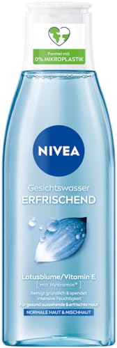 NIVEA Tonique rafraîchissant pour le visage pour peaux normales et mixtes, tonique végétalien pour le visage avec vitamine E, nettoie et rafraîchit la peau, hydrate intensément la peau, 200 ml