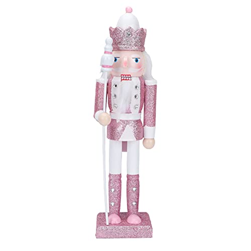 ABOOFAN Christmas Nutcracker Figures 31cm Wooden Pink Nutcracker Ornaments Soldier Figure Decor Christmas Wood Ornaments Christmas Decorations Traditional Wooden Nutcracker