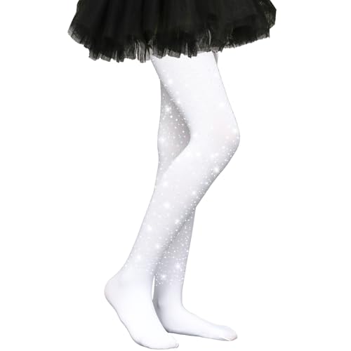 Image of VINICUNCA Girls Sparkle Rhinestone Tights Ultra-Soft Footed Dance Stockings Cospaly Accessories