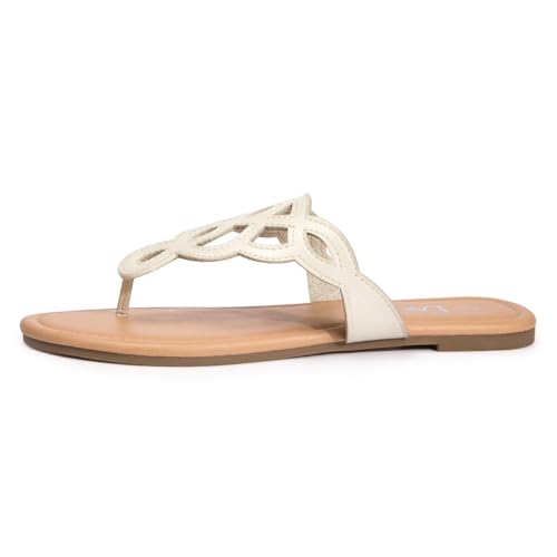 Image of LM Women's Thong Sandals T-Strap Sandals Slip On Flat Sandals Flip Flop Casual Summer Slide Sandals