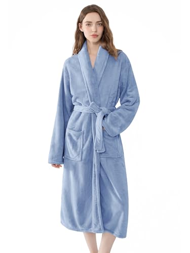 Image of Soft Robe For Women,Warm Plush Bath Robes Female,Spa Towel After Shower Lightweight Long Bathrobe