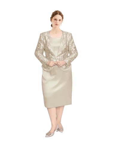 Geenlinm FASHlON Women's Formal Church Dress Suit with Embossed Embroidery