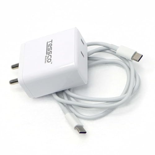 Image of 3 idea Imagine Create Print Tesssco FS-203 pro 60W Dual Port USB Ultra Fast Charger Type C for Smartphones & iOS Device PD Charger-White