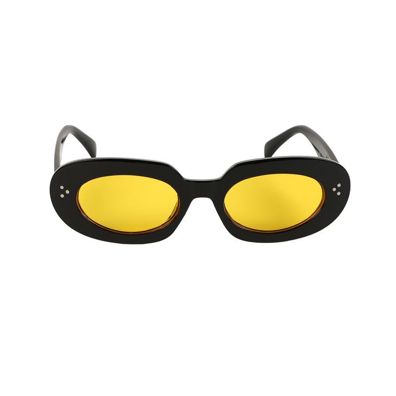 haute sauce Women's The Audrey Oval Sunglass For Casual Wear | One-Size | Onyx Black Polycarbonate Frame | Lemon Yellow Full Colour Polarized Lens | Full Rim | Eyewear For Woman & Girls-picture-17