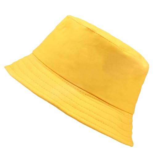 Sombrero de Pescador, Sombrero Unisex de Algodón, Sombreros de Pescador Plegable, Sombreros de Verano para el Aire Libre, Ajustable Hat Sol para Hombres y Mujeres, Amarillo