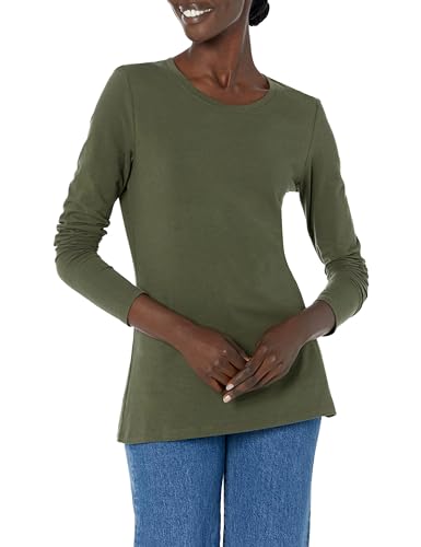 Image of Amazon Essentials Women's Regular-Fit Long-Sleeve Crewneck T-Shirt (Available in Plus Size)
