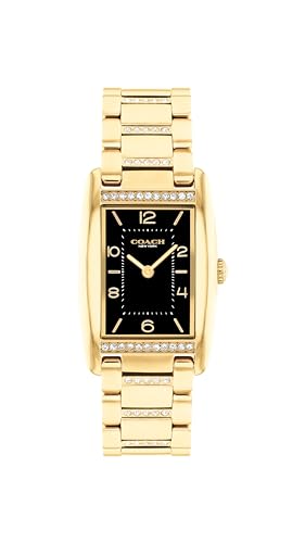 Image of Coach Reese Women's Watch - 2H Quartz Tank Watch with Crystal-Set Link Bracelet - Water Resistant 3 ATM /30 Meters - Gift for Her - Premium Fashion Timepiece for Every Occasion - 24mm