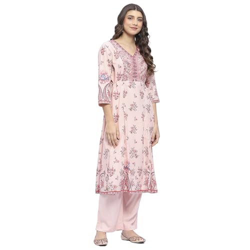 Image of BIBA Women Cotton Straight Printed Suit Set
