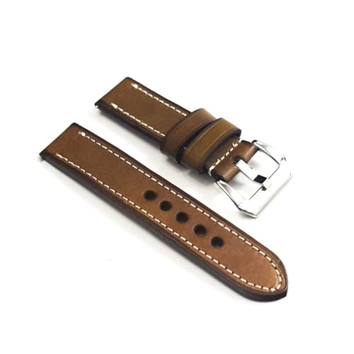 Bracelet de montre en cuir fait main épais résistant pour boîtier 22mm vintage