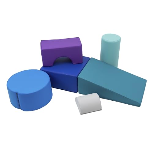 FDP SoftScape Playtime and Climb Multipurpose Playset for Infants, Toddlers 10m-2yrs Climber and Block Play, Learn Gross Motor Skills at Home or Daycare (6-Piece) - Contemporary/Purple, 12364-CTPU