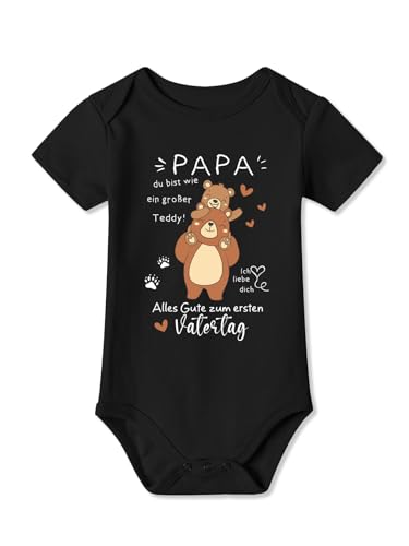 BesserBay Kurzarm Baby Body 100% Baumwolle Strampler Neugeborene Geschenk zum ersten Vatertag Unisex Schwarz 3-6 Monate