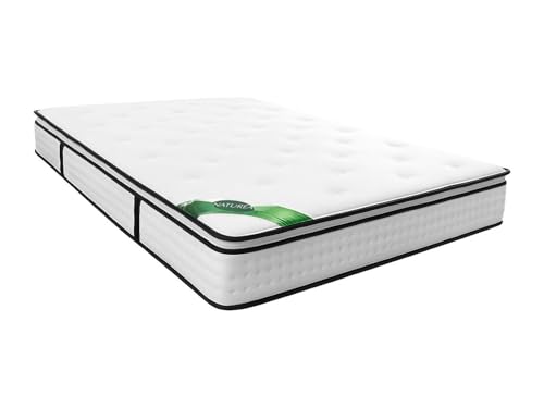Vente-unique - Matelas 160 x 200 cm Ressorts ensachés 7 Zones surmatelas intégré et coutil Bambou ép.23cm - TAREVO de NATUREA