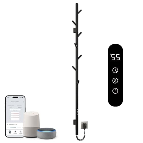 SKYLYZH Toallero Electrico Baño, Radiador Toallero Electrico de Varilla Simple, Secatoallas, Calentador de Toallas, Toallero Baño Radiador, Temperatura Ajustable, Bajo Consumo, Impermeable IP24