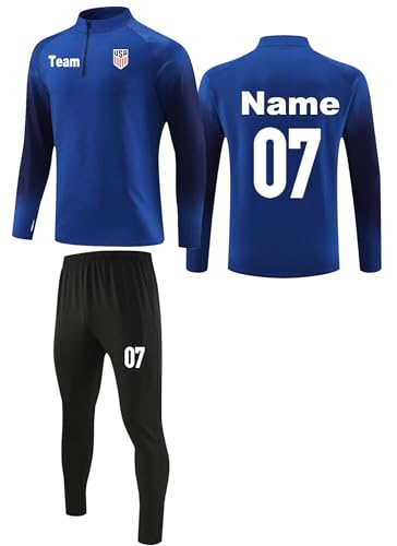 Custom Soccer Jersey Personalized Long Sleeve Sports Shirts and Pant Training Jack with Team Name Number for Men Women Boy