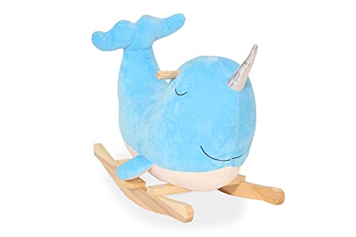 Aiman – Schaukeltier Delphin – Schaukelspielzeug aus Plüsch und Holz zum Aufsitzen, Geeignet für Kleinkinder… – Bild 5