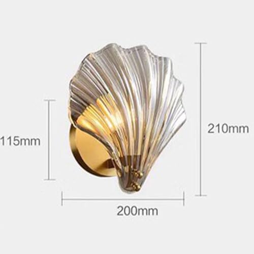Apliques de pared de concha en latón con cristal de oro E14 8