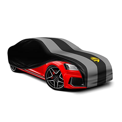 MOMO COUVRE VOITURE INTERIEUR - HOUSSE VOITURE PROTECTION 1 COUCHE TAILLE M (430x165x120 CM), Gris,Noir,Jaune