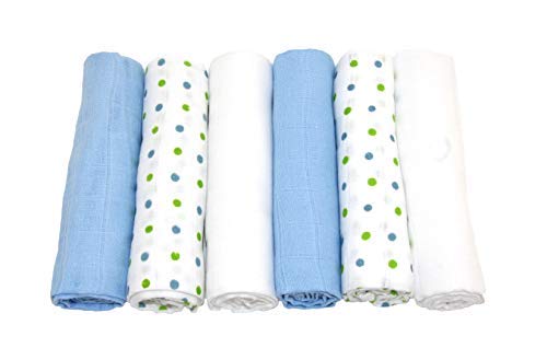 Plazas Muslinz Niños Mix bebé muselina (Paquete de 6, Azul)