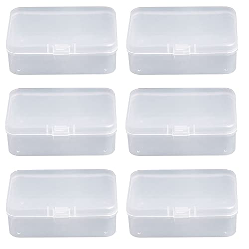 LATRAT 6 Pièces Transparent Mini Boîte de Rangement, Plastique Conteneurs De Stockage Bijoux Organisateur, pour Collecte de Petits Objets, Perles, Bijoux, Cartes de Visite, Artisanat