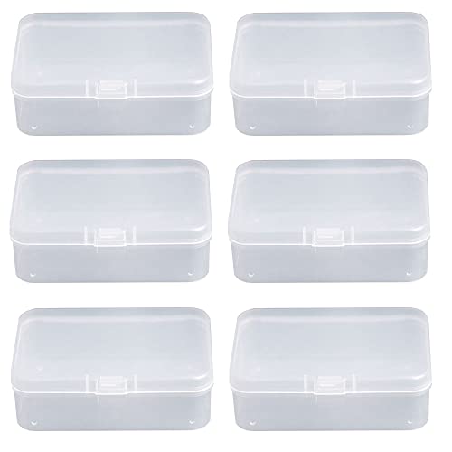LATRAT 6 piezas transparente mini caja de almacenamiento, plástico contenedores de almacenamiento joyas organizador, para recoger objetos pequeños, perlas, joyas, tarjetas de visita, artesanía