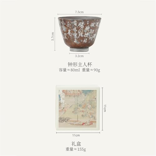 Liuyin Chinesische Kung-Fu-Teetasse, Liuyin Old Rock Mud Bell-Form, 80 ml