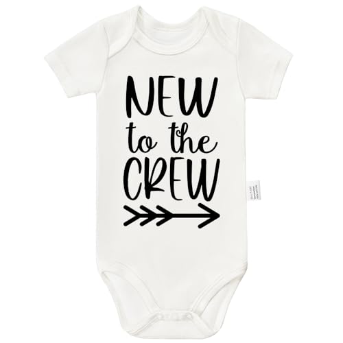 Funny New to the Crew Bodysuits, Toddler Boy Girl Newborn Cotton Romper Short Sleeve Jumpsuit Outfits 0-24 Months