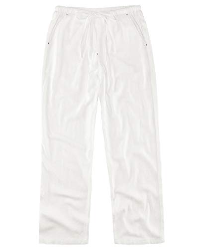 Men's Drawstring Loose Linen Beach Pants Lightweight Elastic Waist Yoga Lounge Cotton Trousers Pajamas3