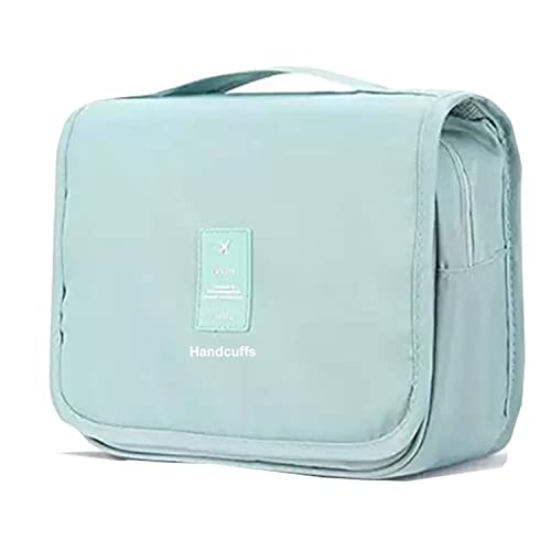 Image of Handcuffs Polyester Toiletry Kit Bag | Makeup | Pouch | Travel | Cosmetic | Storage | Organizer | Hanging | Grooming | Professional | Make Up | Artist | Case (Sky Blue, 9.5 Cm, 24 X 20 X 9.5 Cm)