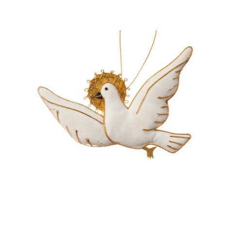 St. Nicolas - Small White Dove - Embroidered Christmas Ornament