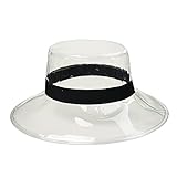 Clear Bucket Hat, Transparent PVC Rain Cap Summer Wide Hat Beach Hat for Walking Hiking Traveling Black