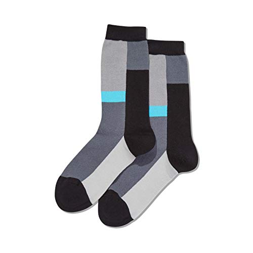 Hot Sox Womens Color Block Stripe Crew Socks, Womens Shoe Size 4-10.5, Black
